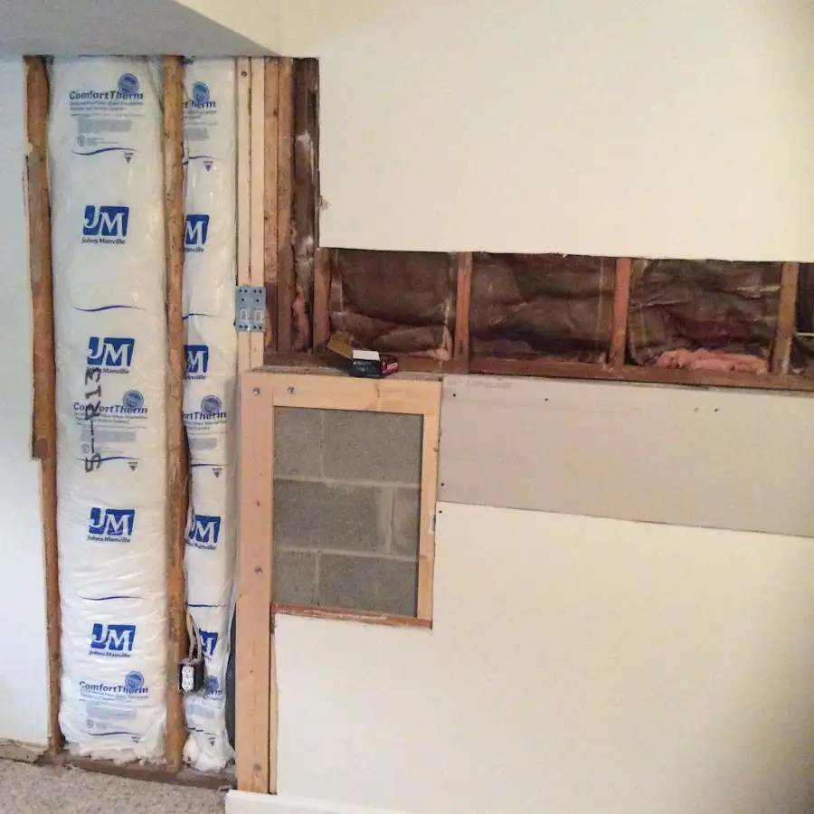 Wall insulation replacement during Basement Flood Cleanup in Southside